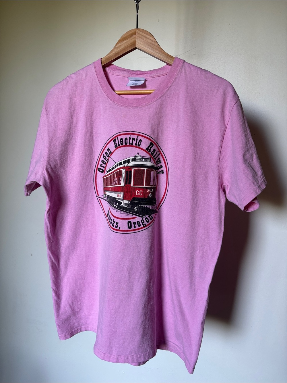 Vintage 90’s Oregon Electric Railway Graphic Tee Pink Size Large